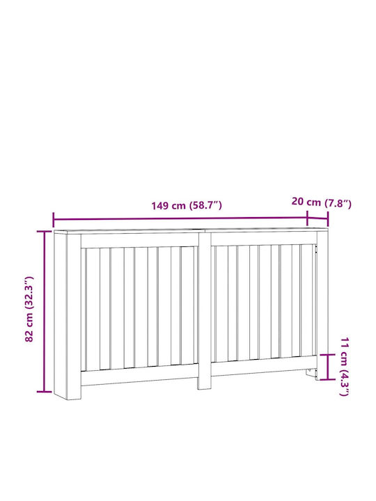 vidaXL Калориферен Капак От ПДЧ Сив 149x20x82см