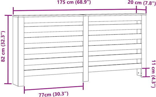 vidaXL Radiator Cover Made of White Particleboard 175x20x82cm
