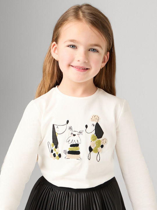 Mayoral Kids Blouse Long Sleeve Ecru Κεντηματα