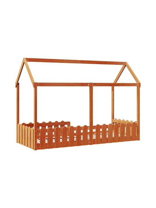 Kinderbett Einzeln Braun für Matratze 80x200cm