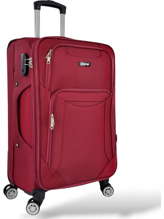 Playbags Βαλίτσες Ταξιδιού Υφασμάτινες Μπορντό με 4 Ρόδες Σετ 3τμχ