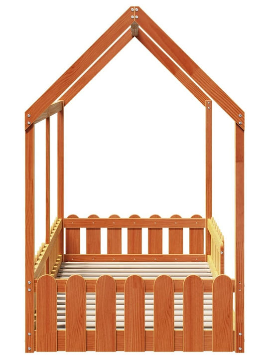 Kinderbett Einzeln Braun für Matratze 90x200cm