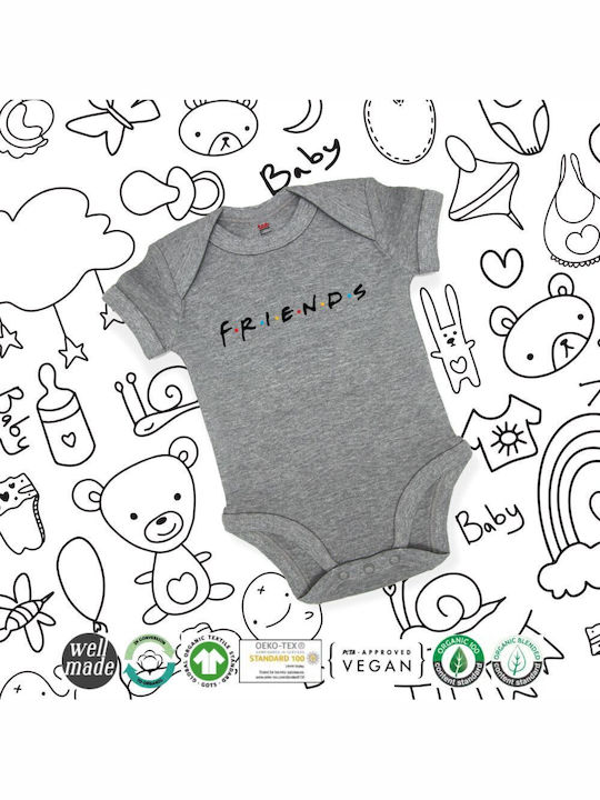 Koupakoupa Friends Baby Bodysuit Short-Sleeved Gray