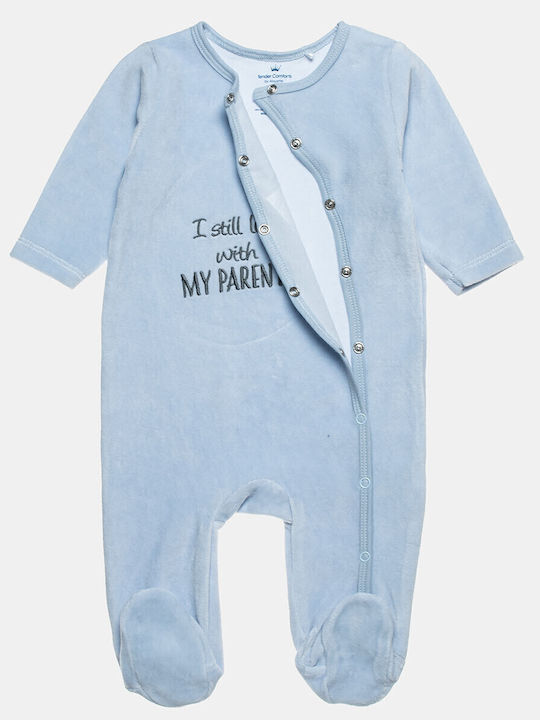 Alouette Tender Comforts Baby Bodysuit Long-Sleeved Velvet Light Blue
