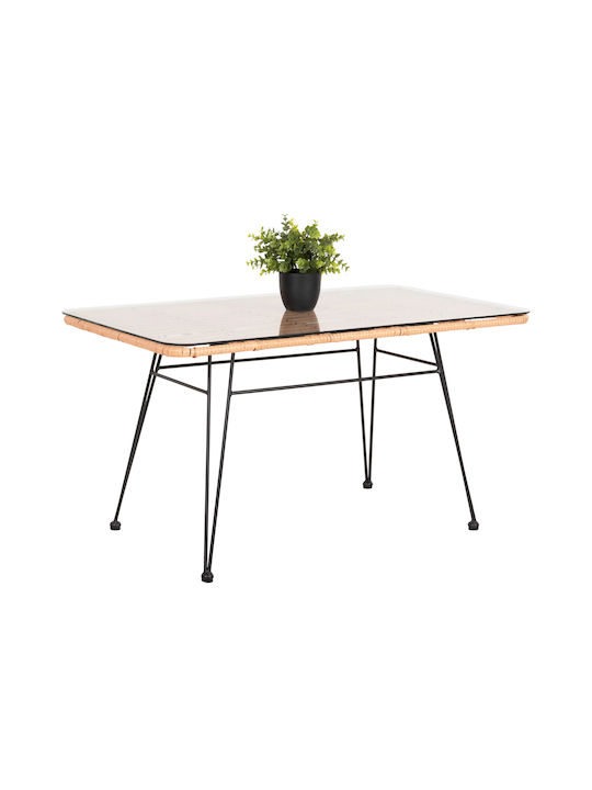 Masa Masa de lounge pentru spații exterioare Metalic cu suprafață din sticlă Allegra 95x55x51buc