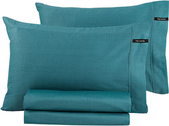 Guy Laroche Bettlaken Semi-Doppel mit Gummiband 120x200+35cm. Minimal Petrol