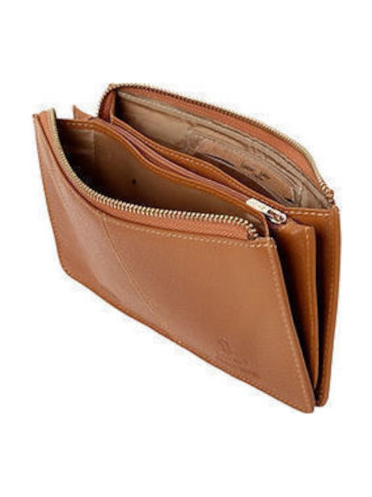 Lavor Large Leather Women's Wallet Classic with RFID Tabac Brown