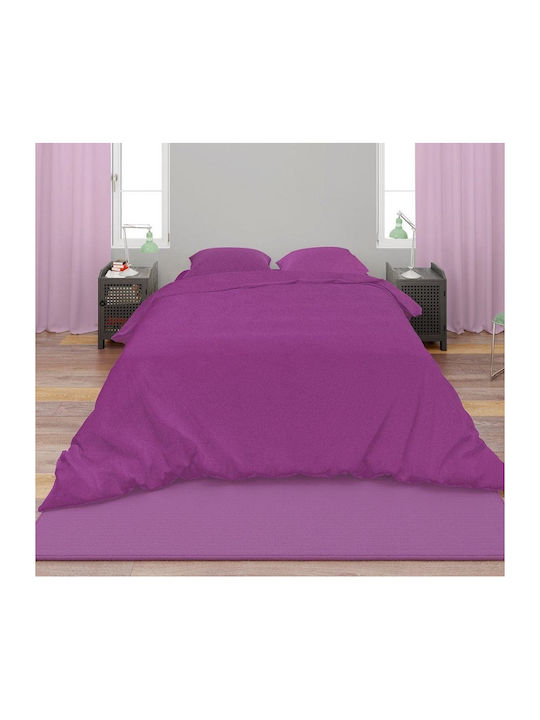 Dimcol Sheet Set with 1 Pillowcase for Single Bed 160x240cm. Solid Dark Magenta 2pcs