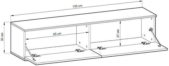 Телевизионни Мебели Сив / Златист М135xД30xВ32см