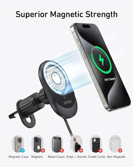 Anker Car Mobile Mount with Magnet and Wireless Charging Black