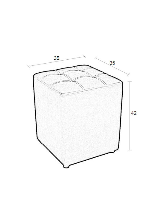Stool For Living Room Upholstered with Leatherette Cube Brown 35x35x42cm