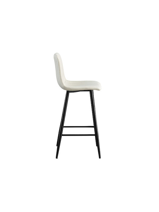 Stool Bar with Backrest Metallic Nero Off White