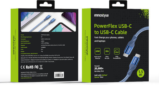 Innostyle USB 2.0 Kabel USB-C männlich - USB-C 60W PD Schwarz 2m ICC150ALBLU