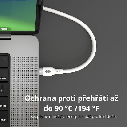 Hyper USB 2.0 Cable USB-C male - USB-C 240W PD Λευκό 1m