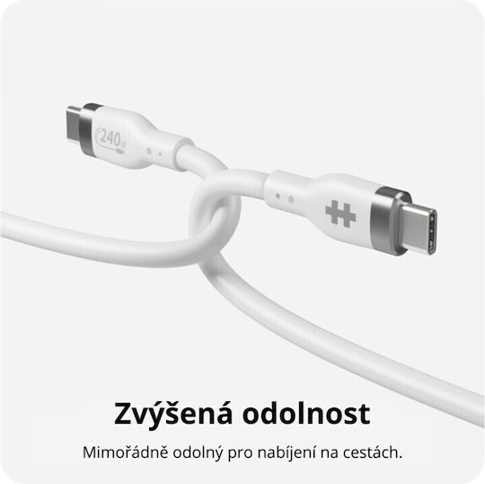 Hyper USB 2.0 Cable USB-C male - USB-C 240W PD Λευκό 2m
