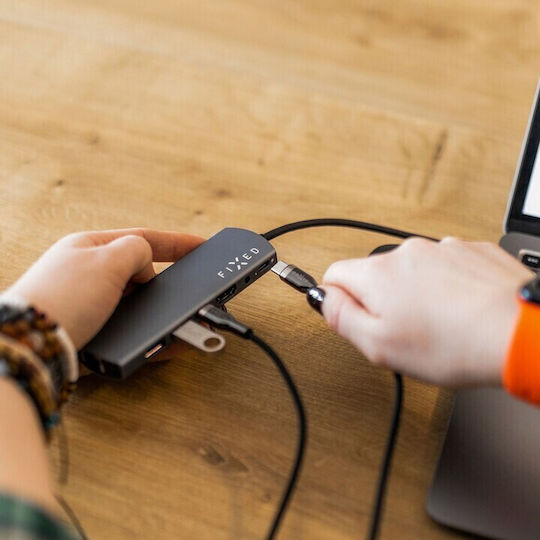 Fixed Cablu Braided USB 2.0 USB-C Masculin - USB-C 100W PD Negru 2m