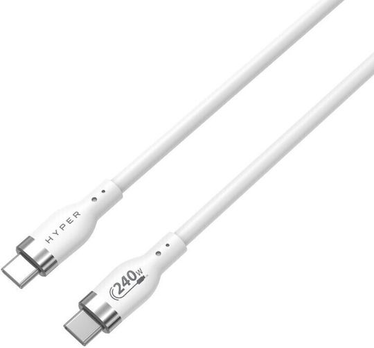 Hyper USB 2.0 Cable USB-C male - USB-C 240W PD Λευκό 1m