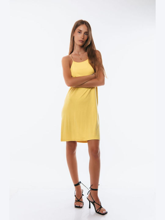 Short Yellow Strap Dress One Size