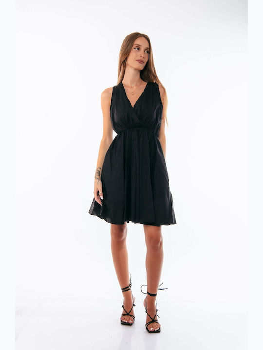 Crossover Short Black Dress One Size