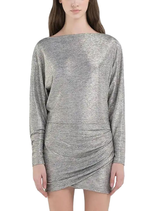 Replay Mini Kleid Wickel Silber