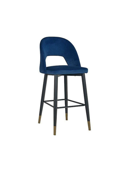 Stool Bar with Backrest Upholstered with Velvet Harper Blue 2pcs 50x51x111cm