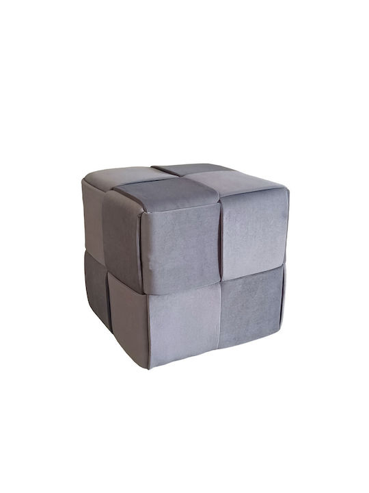 Hocker Für das Wohnzimmer Gepolstert mit Stoff Mad Grey 43x43x43cm