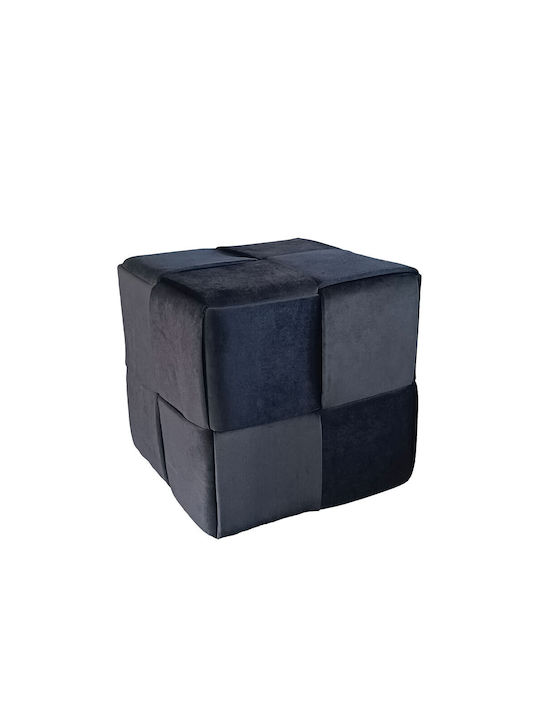 Hocker Für das Wohnzimmer Gepolstert mit Stoff Mad Black Velvet-Black Metal 43x43x43cm