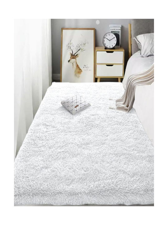 Fluffie Αντιολισθητικό Χαλί Ορθογώνιο Shaggy Λευκό 140x200cm