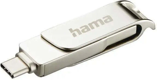 HAMA 64GB USB 3.0 Стик с връзка USB-C & USB-A Сребрист