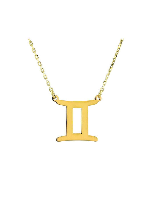 Goldsmith Necklace Zodiac Sign Gemini from Gold Plated Silver