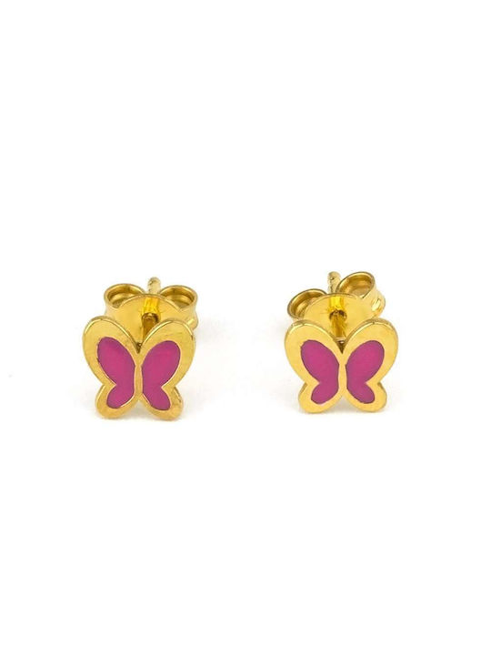 Goldsmith Gold Plated Kids Earrings Studs Butterflies made of Silver