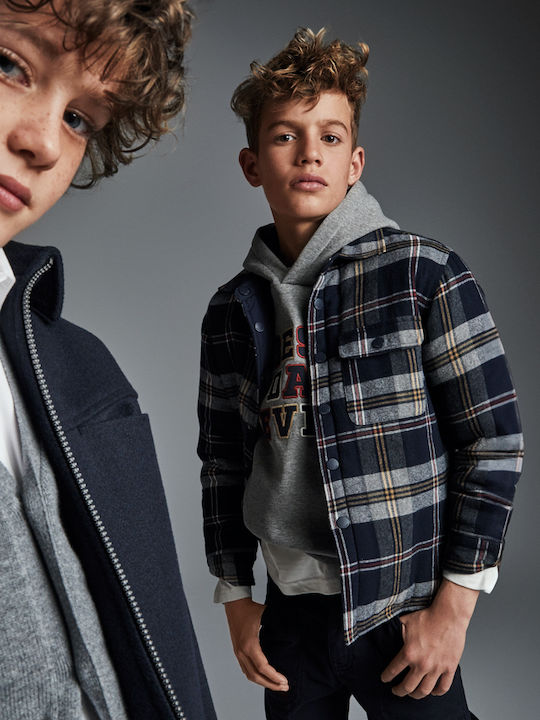Kids Checked Shirt Long Sleeve navy blue