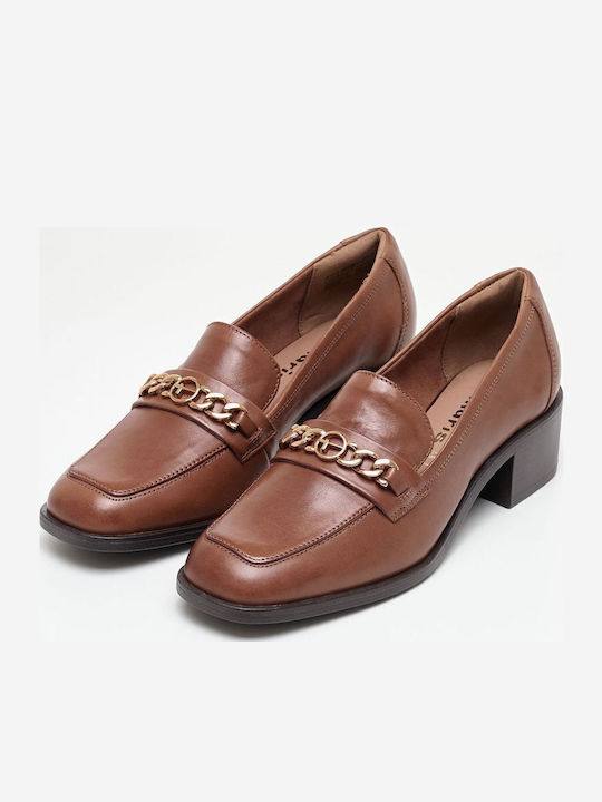 Δερμάτινα Γυναικεία Loafers σε Ταμπά Χρώμα