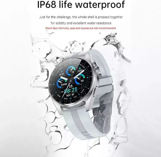 Herren Smartwatch Nubi Hk3 Pro Ips Display Bluetooth Anruf Puls Kalorien Blutdruck Fernkamera Ai Sprachassistent Graues Silikon