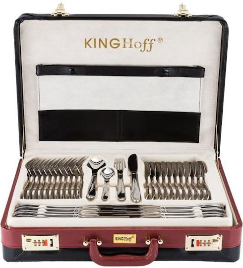 KING Hoff Besteckset Silber 72Stück mit Koffer