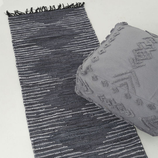 Palamaiki Rhombus Teppich Kamin Rechteckig Leder mit Fransen Grey