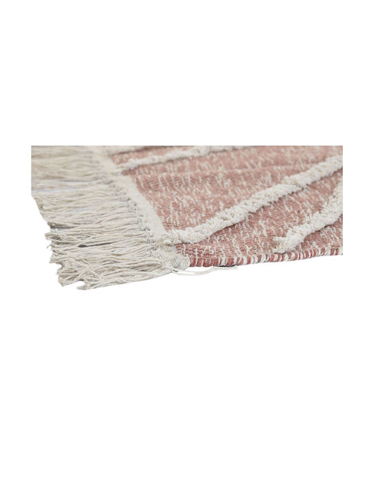 DKD Home Decor Rug Rectangular with Fringes Pink terracotta White