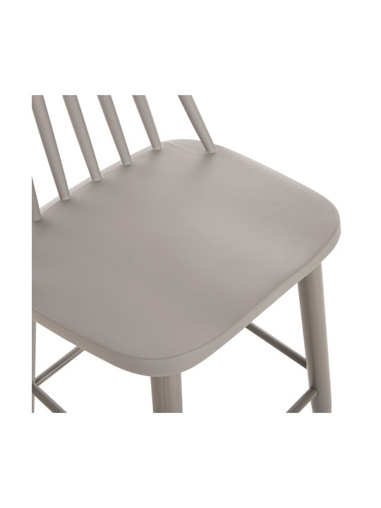 Hocker Bar mit Rückenlehne aus Polypropylen Vanessa Gray 2Stück 47x48.5x107cm