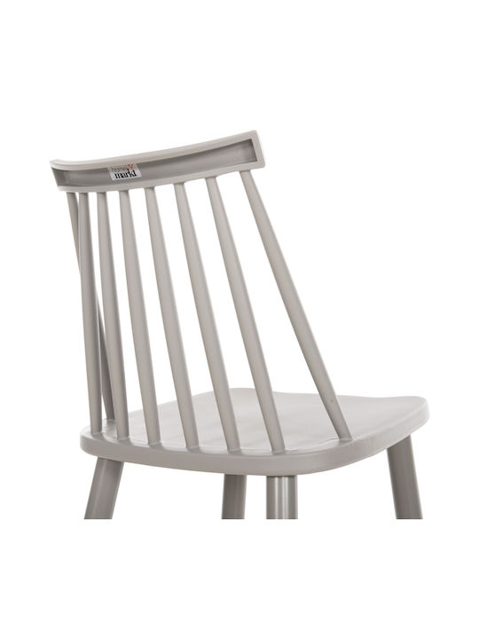 Hocker Bar mit Rückenlehne aus Polypropylen Vanessa Gray 2Stück 47x48.5x107cm