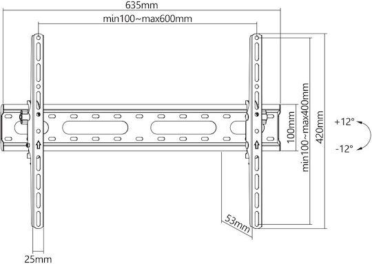 Sbox PLB-2546T-2 107-01-000555 Suport TV de perete până la 80" și 45kg Negru