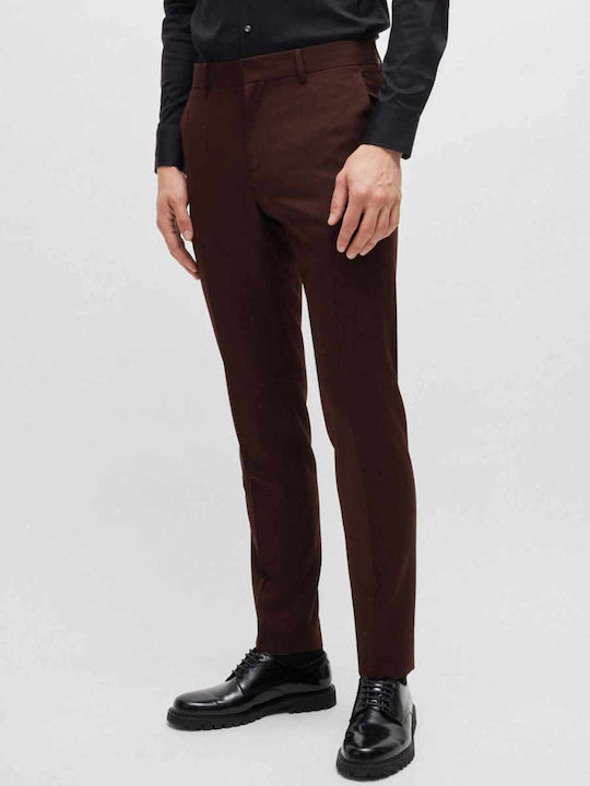 Iarna Costum Bărbați cu Croială Strâmtă Burgundy
