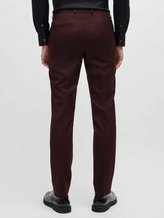 Iarna Costum Bărbați cu Croială Strâmtă Burgundy