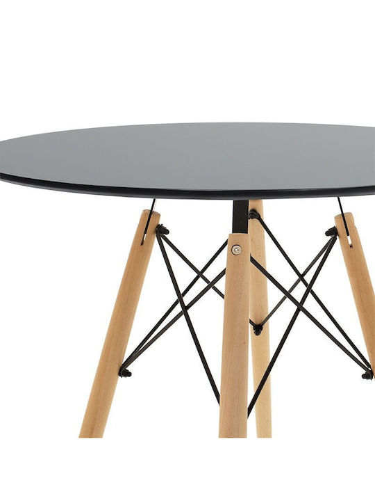Julita Round Table Dining Room Wooden Black 60x60x73cm