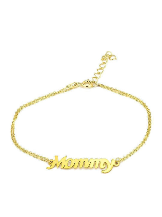 Goldsmith Women's Bracelet with Mum Design in Silver Gold Plated 22cm