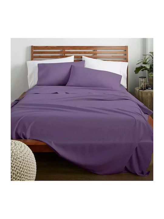 Lino Home Sheet for Single Bed 170x260cm. Claro Purple