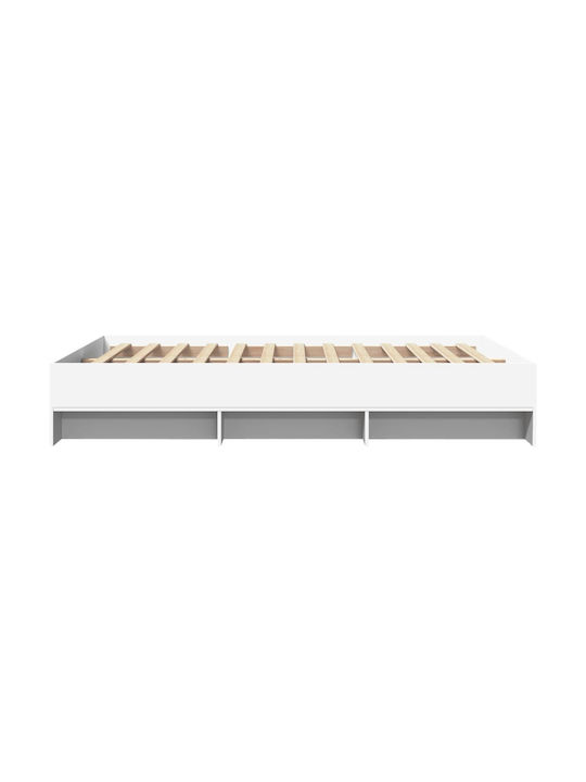 Cadru de pat Vidaxl alb 120x200cm din lemn prelucrat 1 bucata albă singură