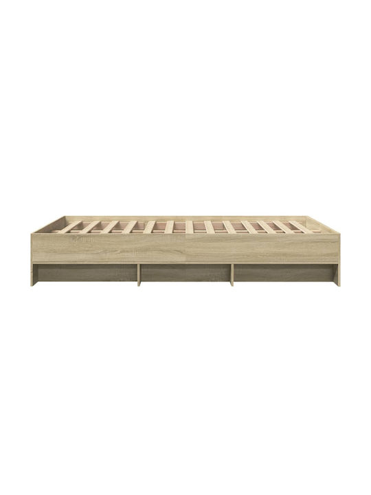 Vidaxl Bed Frame Sonoma Oak 120x200cm Processed Wood 1 Piece Single Brown