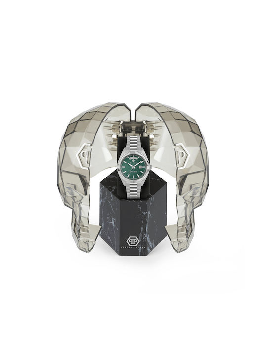 Philipp Plein Rock Couture Ανδρικό Ρολόι Μπαταρίας με Ασημί Μεταλλικό Μπρασελέ