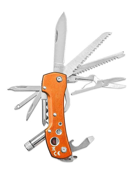 Munkees Μπρελόκ Ανοιχτήρι Pocket Knife Μεταλλικό με Led Μάτι Πορτοκαλί