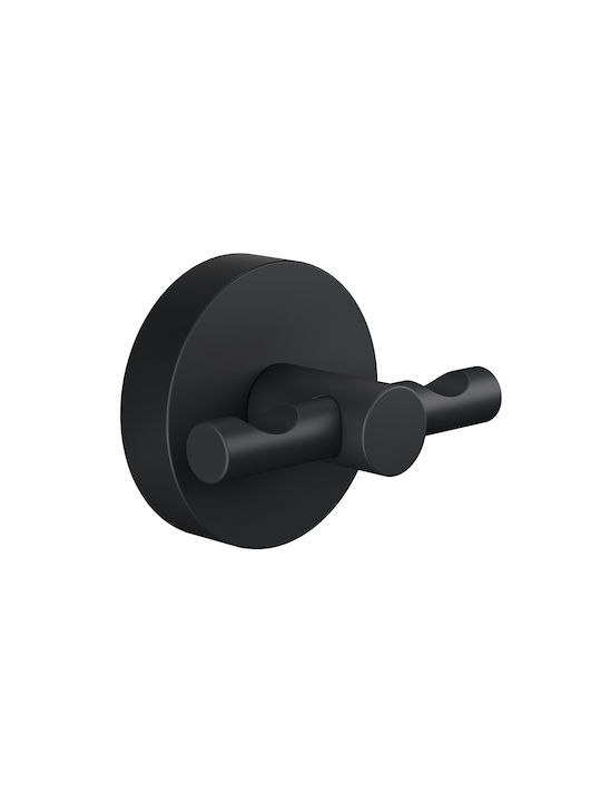 Tesa Double Wall-Mounted Bathroom Hook Black